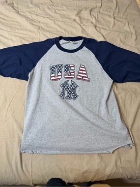 Vintage 9/11 New York Yankees USA 2001 RARE Jeter Baseball Shirt Large